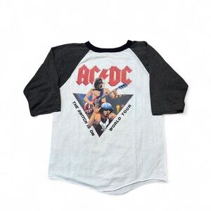 Vintage 80s single stitch AC/DC flick of the switch tour Raglan tee S/M mens